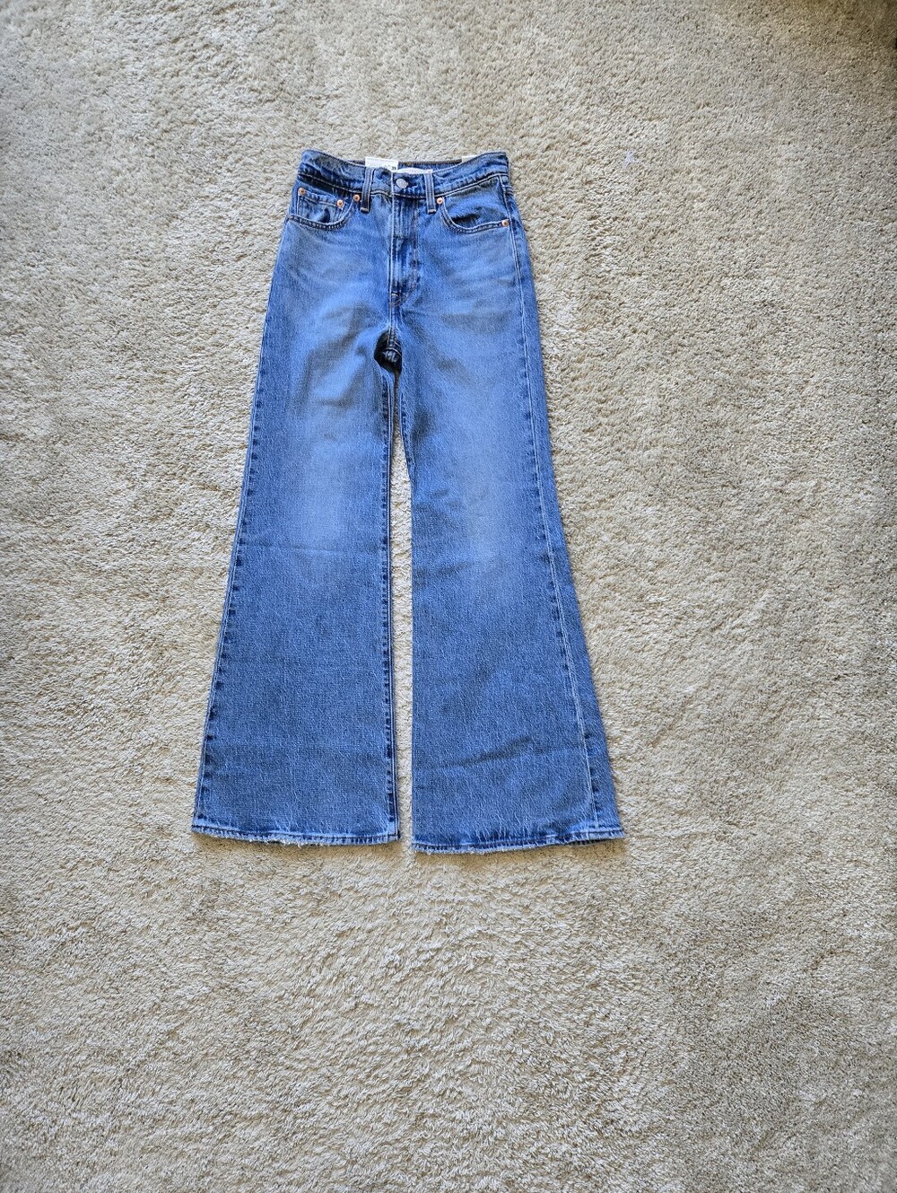 Levis Ribcage Bell Jeans Womens 25 Blue High Rise